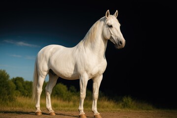 Obraz premium Elegant dark-colored stallion horse with striking appearance