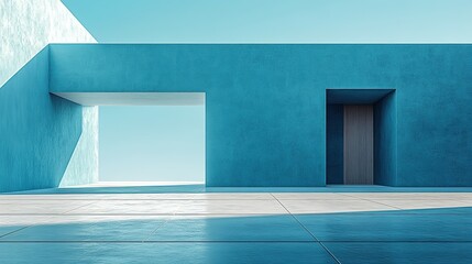 Minimalist Sky Overhead Perspective with Color Contrast on Blue Background