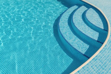 Summer scene featuring steps inside a swimming pool