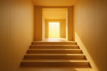 Pathway to a luminous interior through a staircase