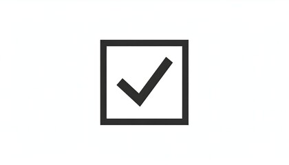 Minimal vector check symbol inside a square box, thick outline