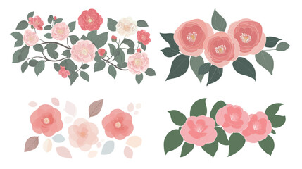 Camellia Flower Mandala in Soft Romantic Palette – Elegant Floral Vector Design
