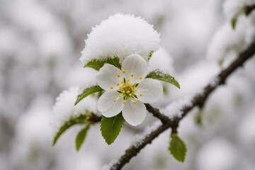Winter's embrace: a snow-dusted bloom