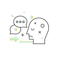 Online therapy concept with virtual mental health support, remote counseling, digital consulting, therapy session, emotional help, self-care, and psychological assistance in vector style logo icon