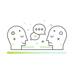 Online therapy concept with virtual mental health support, remote counseling, digital consulting, therapy session, emotional help, self-care, and psychological assistance in vector style logo icon