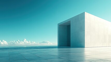 Minimalist Sky Overhead Perspective with Color Contrast on Blue Background
