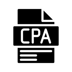 Cpa Glyph Icon. Cost Per Acquisition File Cost to acquire one new customer