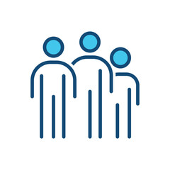 People Group Icon, Community Team Symbol, Family Crowd Line Illustration, Editable stroke vector icon of three people standing together. Represents community, teamwork, family, social group.