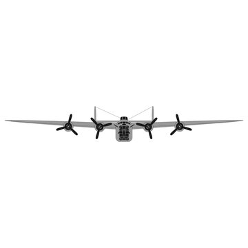 B-24 Liberator WWII Bomber Front Profile Vector Drawing