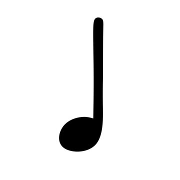 A single note with a filled oval notehead and a stem with one flag. It usually represents half a beat in common time.