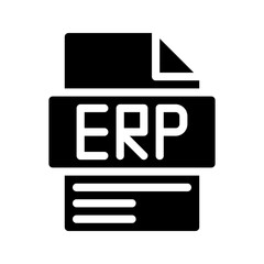 Erp Glyph Icon. File Document icon abbreviation Integrated system for managing corporate resources