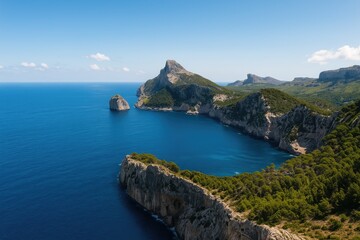 Fototapeta premium Scenic overlook of El Colomer Island from Mirador Es Colomer, Mallorca