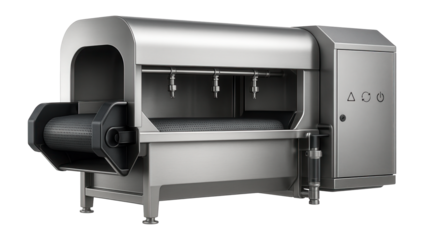 Tunnel washer with a water recycling system for washing leafy greens in a salad production line