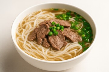 Warm Asian Beef Noodle Soup with Green Onions