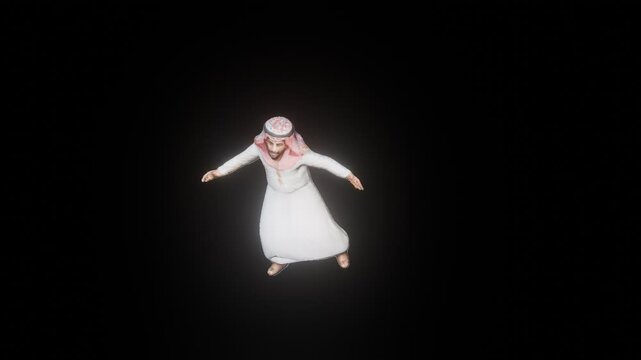 Football animation with arabian man character. For creating video content for YouTube, Instagram, social media, and more. Transparent background. PNG video file.