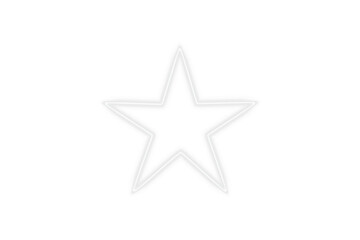 Bright white neon glowing star frame border with empty space and triangular light effect on transparent background for modern design banner template poster or abstract decoration