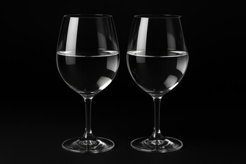 Two beverage glasses displayed against a dark backdrop