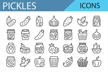 Collection of Pickle Jars and Fermented Food Icons for Food Illustrations