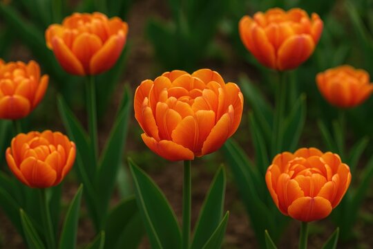 Double orange tulip variety 'Bruno Liljefors'