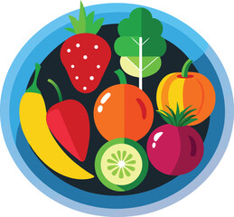 A vibrant collection of stylized fruit illustration