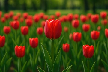 Obraz premium Detailed close-up of tulips in a botanical garden