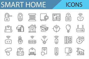 Set of IoT Devices and Smart Home Technology Icons for Modern Living