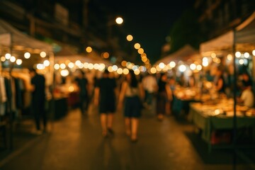 Night Market with a Blurred Effect