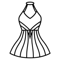 Halter Neck Dress line art vector