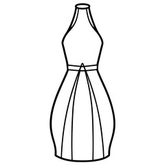 Halter Neck Dress line art vector