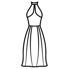 Halter Neck Dress line art vector