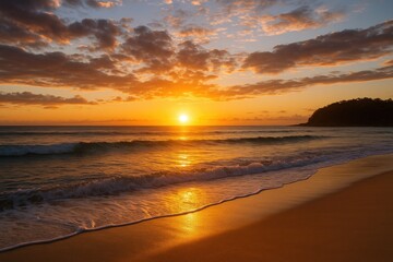 Morning dawn over the ocean at a coastal location