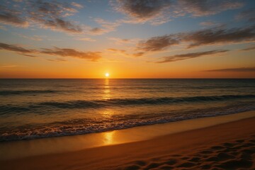 Obraz premium Ocean sunset with natural scenery in the background