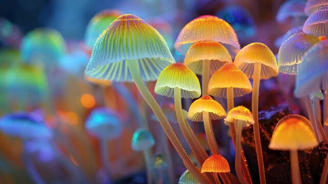 Magic Mushrooms, bunte halluzinogene Pilze, Generative AI