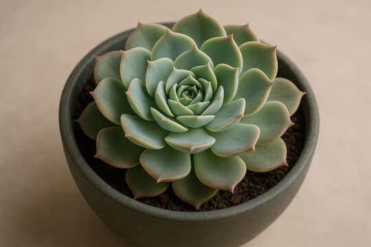 Beautiful Grey Rose Pot with a Succulent Echiveria Plant