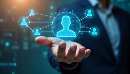 Digital Network Connection Concept with Businessman Hand