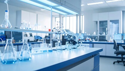 Scientists in chemical lab working on molecular structures and conducting experiments on samples.