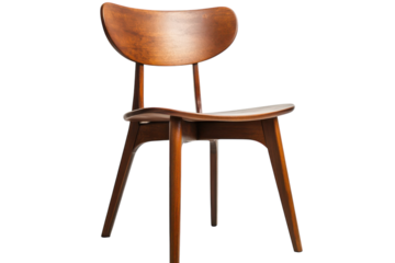 Ergonomic Wooden Chair Comfortable Design Furniture Piece Mid Century Modern Seat Isolated on transparent background
