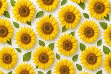 Fototapeta premium Vibrant sunflower floral wallpaper with decorative patterns