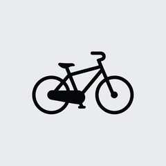 Fototapeta premium Simple Black Silhouette Bicycle Icon Illustration on Light Gray Background Minimalist Design Two Wheels Pedal Transportation Graphic
