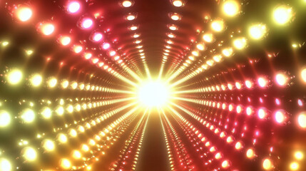 Obraz premium An abstract colorful background featuring shining spotlights in circular and rhombus shapes, reminiscent of concert lighting. 