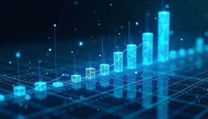 Fototapeta premium Futuristic Data Visualization with Growing Bar Graphs