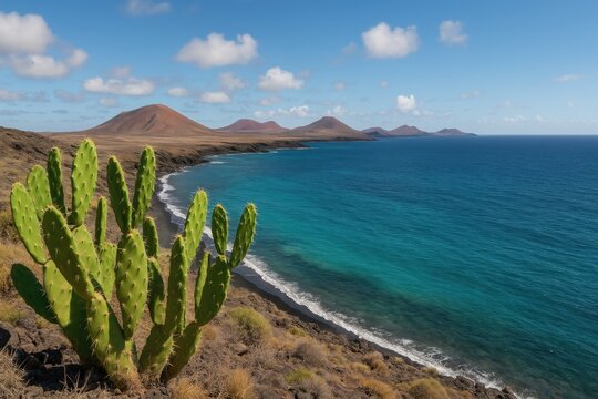 The volcanic landscape of Lanzarote in Spain