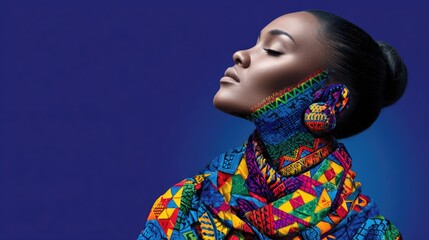 Woman with vibrant colorful patterned garment