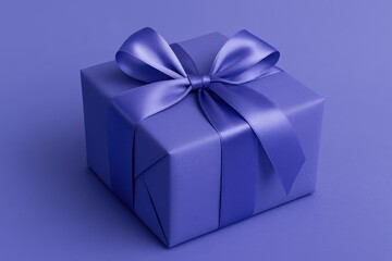 Obraz premium The vibrant hue of 2022 is very peri, making a gift box with a bow an ideal backdrop for creative projects.