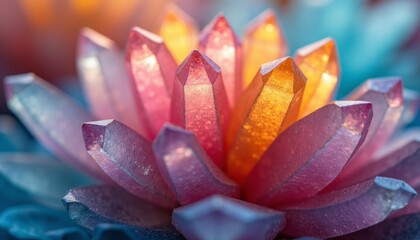 Colorful Crystal Lotus Flower in Soft Light