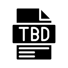 Tbd Glyph Icon. File Document icon is an abbreviation of the word Will be determined later.