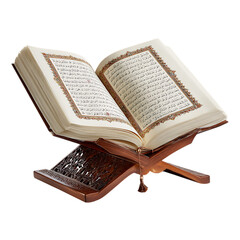 Open Quran on a wooden stand