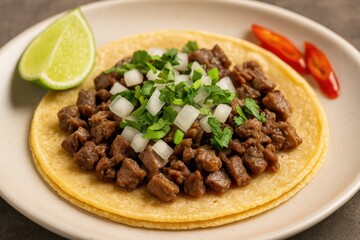 Delicious Mexican-style taco with tender meat in a soft tortilla
