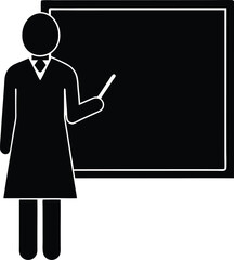 teacher at blackboard icon silhouette on white bac (2).eps