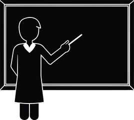 teacher at blackboard icon silhouette on white bac.eps